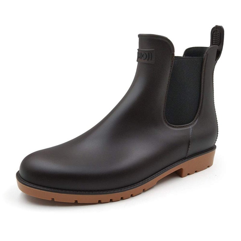 Amoji Unisex Chelsea Rain Boots Waterproof Ankle Boots Short Rainy Footwear 919 Brown 10.5 Women/8.5 Men - Image 1
